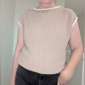 Coastal Grandma Sweater Vest Beige and Creme Size Small fits like a Large